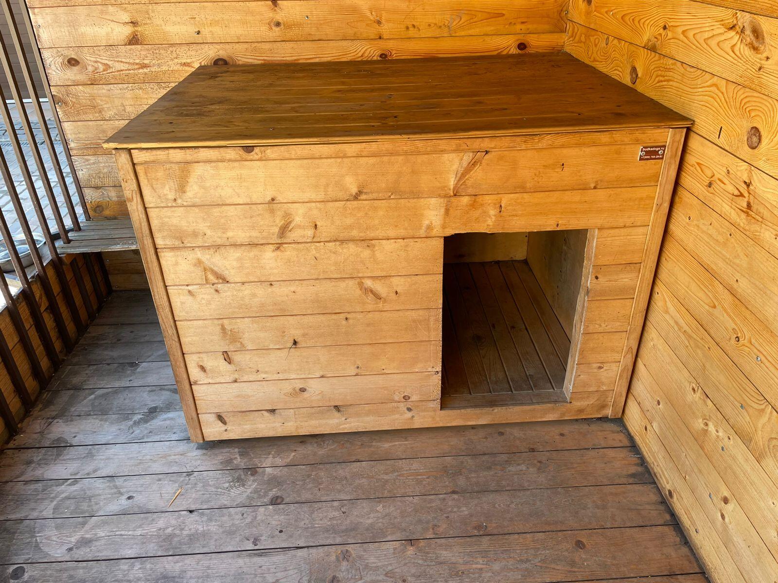 Собачья будка с двускатной крышей и неболышим козырьком